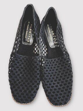 NWT Palomitas by Paloma Barceló Belma Black Mesh Slip On Espadrilles Sz EU 39